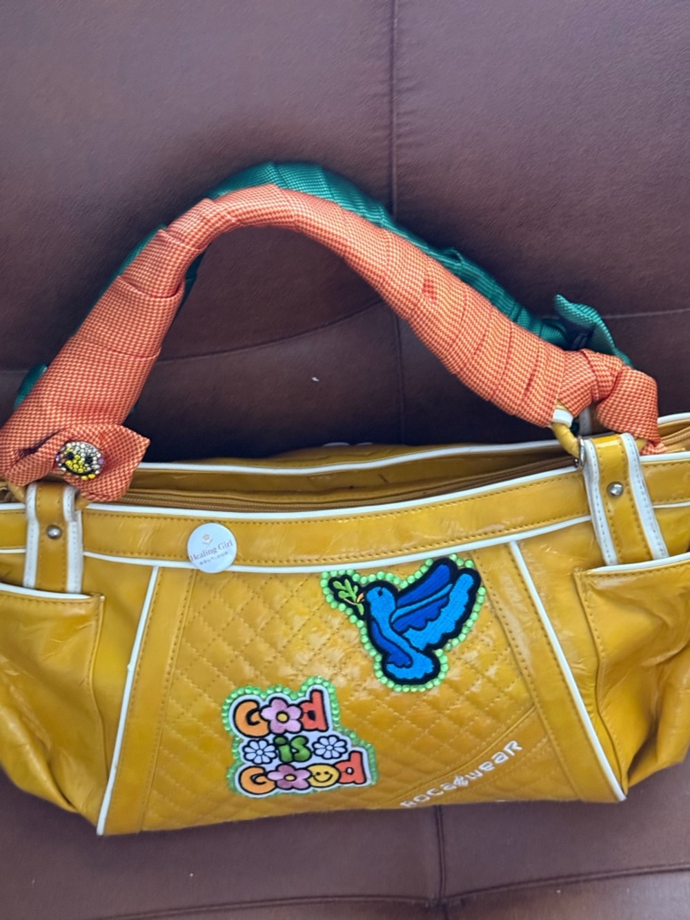 Y2K RocaWear Yellow Quilted Shoulder Bag  up-cycled in beautiful condition!